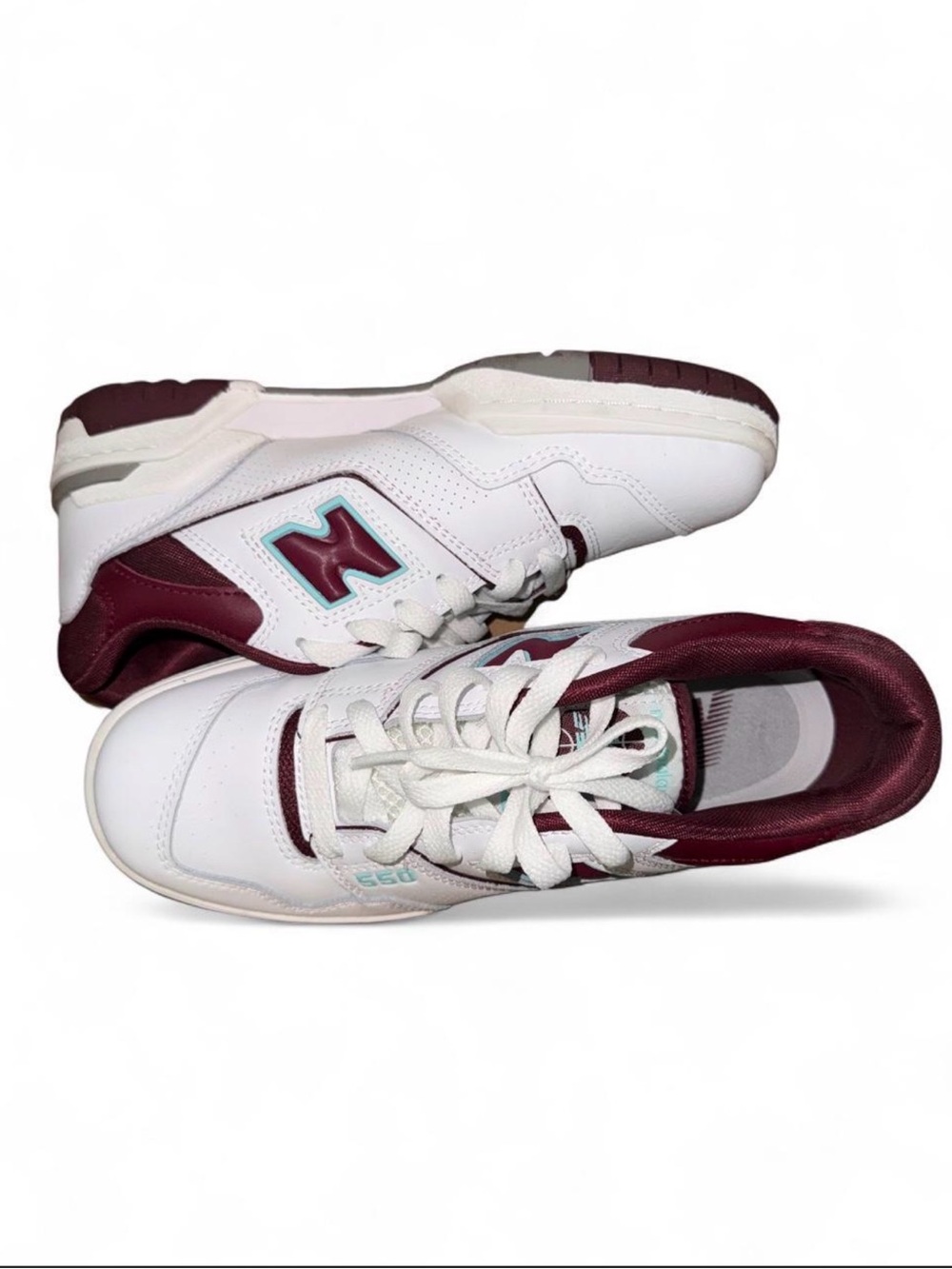 New Balance 550 Women White and Burgundy Low-Top Sneakers US 6